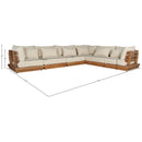  Meridian Mirella 150" Tan Water Resistant Fabric Upholstered 6 pc Outdoor Patio Modular Sectional IMAGE 7