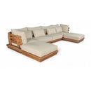  Meridian Mirella 150" Tan Water Resistant Fabric Upholstered 6 pc Outdoor Patio Modular Sectional IMAGE 1