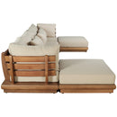  Meridian Mirella 150" Tan Water Resistant Fabric Upholstered 6 pc Outdoor Patio Modular Sectional IMAGE 4