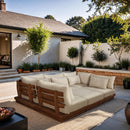  Meridian Mirella 113" Tan Water Resistant Fabric Upholstered 6 pc Outdoor Patio Modular Sectional IMAGE 2