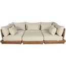  Meridian Mirella 113" Tan Water Resistant Fabric Upholstered 6 pc Outdoor Patio Modular Sectional IMAGE 3