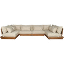  Meridian Mirella 150" Tan Water Resistant Fabric Upholstered 6 pc Outdoor Patio Modular Sectional IMAGE 3