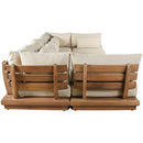  Meridian Mirella 150" Tan Water Resistant Fabric Upholstered 6 pc Outdoor Patio Modular Sectional IMAGE 4