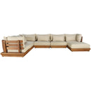  Meridian Mirella 150" Tan Water Resistant Fabric Upholstered 7 pc Outdoor Patio Modular Sectional IMAGE 3