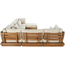  Meridian Mirella 150" Tan Water Resistant Fabric Upholstered 7 pc Outdoor Patio Modular Sectional IMAGE 4