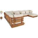  Meridian Mirella 150" Tan Water Resistant Fabric Upholstered 7 pc Outdoor Patio Modular Sectional IMAGE 8