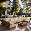  Meridian Mirella 187" Tan Water Resistant Fabric Upholstered 7 pc Outdoor Patio Modular Sectional IMAGE 2