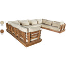  Meridian Mirella 150" Tan Water Resistant Fabric Upholstered 8 pc Outdoor Patio Modular Sectional IMAGE 8