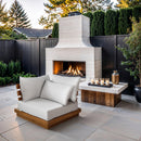  Meridian Mirella Off-White Water Resistant Fabric Upholstered Outdoor Patio Modular Corner Chair IMAGE 2