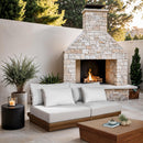  Meridian Mirella 74" Off-White Water Resistant Fabric Upholstered 2 pc Outdoor Patio Modular Loveseat IMAGE 2