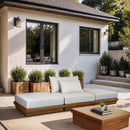  Meridian Mirella 111" Off-White Water Resistant Fabric Upholstered 3 pc Outdoor Patio Modular Sofa IMAGE 2