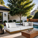  Meridian Mirella 112" Off-White Water Resistant Fabric Upholstered 3 pc Outdoor Patio Modular Sofa IMAGE 2