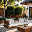  Meridian Mirella 113" Off-White Water Resistant Fabric Upholstered 3 pc Outdoor Patio Modular Sofa IMAGE 2