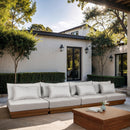 Meridian Mirella 148" Off-White Water Resistant Fabric Upholstered 4 pc Outdoor Patio Modular Sofa IMAGE 2