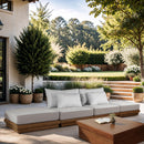  Meridian Mirella 148" Off-White Water Resistant Fabric Upholstered 4 pc Outdoor Patio Modular Sofa IMAGE 2