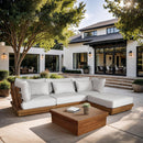  Meridian Mirella 113" Off-White Water Resistant Fabric Upholstered 4 pc Outdoor Patio Modular Sectional IMAGE 2