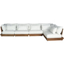  Meridian Mirella 150" Off-White Water Resistant Fabric Upholstered 5 pc Outdoor Patio Modular Sectional IMAGE 3