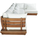  Meridian Mirella 150" Off-White Water Resistant Fabric Upholstered 5 pc Outdoor Patio Modular Sectional IMAGE 4