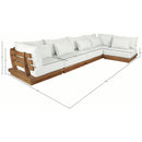  Meridian Mirella 150" Off-White Water Resistant Fabric Upholstered 5 pc Outdoor Patio Modular Sectional IMAGE 7