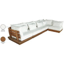  Meridian Mirella 150" Off-White Water Resistant Fabric Upholstered 5 pc Outdoor Patio Modular Sectional IMAGE 8