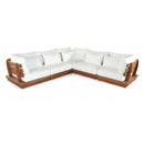  Meridian Mirella 113" Off-White Water Resistant Fabric Upholstered 5 pc Outdoor Patio Modular Sectional IMAGE 1