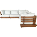  Meridian Mirella 113" Off-White Water Resistant Fabric Upholstered 5 pc Outdoor Patio Modular Sectional IMAGE 3