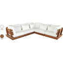  Meridian Mirella 113" Off-White Water Resistant Fabric Upholstered 5 pc Outdoor Patio Modular Sectional IMAGE 8