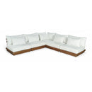  Meridian Mirella 112" Off-White Water Resistant Fabric Upholstered 5 pc Outdoor Patio Modular Sectional IMAGE 1