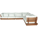  Meridian Mirella 150" Off-White Water Resistant Fabric Upholstered 6 pc Outdoor Patio Modular Sectional IMAGE 3