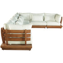  Meridian Mirella 150" Off-White Water Resistant Fabric Upholstered 6 pc Outdoor Patio Modular Sectional IMAGE 4