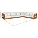  Meridian Mirella 150" Off-White Water Resistant Fabric Upholstered 6 pc Outdoor Patio Modular Sectional IMAGE 7