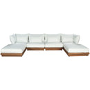  Meridian Mirella 150" Off-White Water Resistant Fabric Upholstered 6 pc Outdoor Patio Modular Sectional IMAGE 3