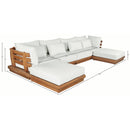  Meridian Mirella 150" Off-White Water Resistant Fabric Upholstered 6 pc Outdoor Patio Modular Sectional IMAGE 7