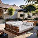  Meridian Mirella 113" Off-White Water Resistant Fabric Upholstered 6 pc Outdoor Patio Modular Sectional IMAGE 2