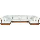  Meridian Mirella 150" Off-White Water Resistant Fabric Upholstered 6 pc Outdoor Patio Modular Sectional IMAGE 3