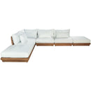  Meridian Mirella 149" Off-White Water Resistant Fabric Upholstered 6 pc Outdoor Patio Modular Sectional IMAGE 3