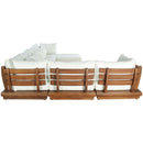  Meridian Mirella 150" Off-White Water Resistant Fabric Upholstered 7 pc Outdoor Patio Modular Sectional IMAGE 4