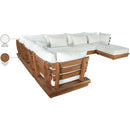  Meridian Mirella 150" Off-White Water Resistant Fabric Upholstered 7 pc Outdoor Patio Modular Sectional IMAGE 8