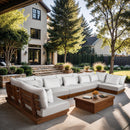  Meridian Mirella 187" Off-White Water Resistant Fabric Upholstered 7 pc Outdoor Patio Modular Sectional IMAGE 2