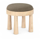  Meridian Larea Brown Linen Textured Fabric Upholstered Ottoman IMAGE 1