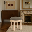  Meridian Larea Brown Linen Textured Fabric Upholstered Ottoman IMAGE 2