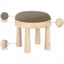  Meridian Larea Brown Linen Textured Fabric Upholstered Ottoman IMAGE 7