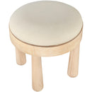  Meridian Larea Cream Linen Textured Fabric Upholstered Ottoman IMAGE 4