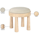  Meridian Larea Cream Linen Textured Fabric Upholstered Ottoman IMAGE 7