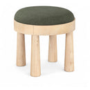  Meridian Larea Olive Linen Textured Fabric Upholstered Ottoman IMAGE 1