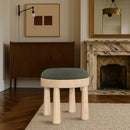  Meridian Larea Olive Linen Textured Fabric Upholstered Ottoman IMAGE 2