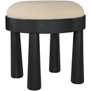  Meridian Larea Beige Linen Textured Fabric Upholstered Ottoman IMAGE 3