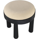  Meridian Larea Beige Linen Textured Fabric Upholstered Ottoman IMAGE 4