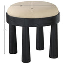  Meridian Larea Beige Linen Textured Fabric Upholstered Ottoman IMAGE 6