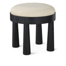  Meridian Larea Cream Linen Textured Fabric Upholstered Ottoman IMAGE 1